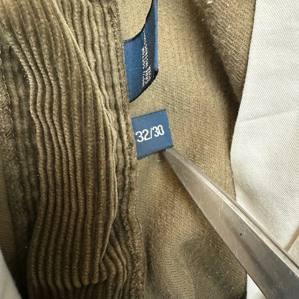 Polo Ralph Lauren Andrew Pant Mens 32 Olive Green Wide Wale Corduroy Pleated